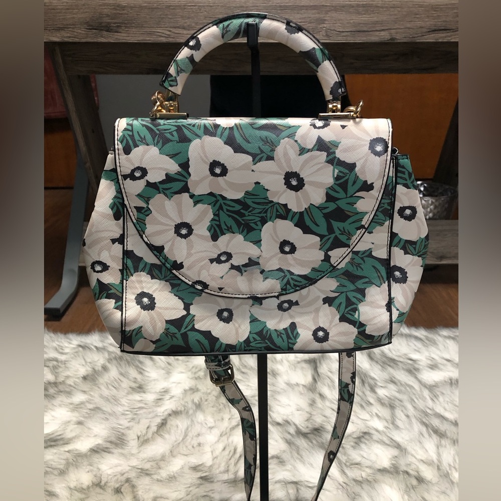Who What Wear Floral Purse..Cream, green & black.